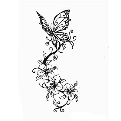 Rose with butterfly designs Water Transfer Temporary Tattoo(fake Tattoo) Stickers NO.11078